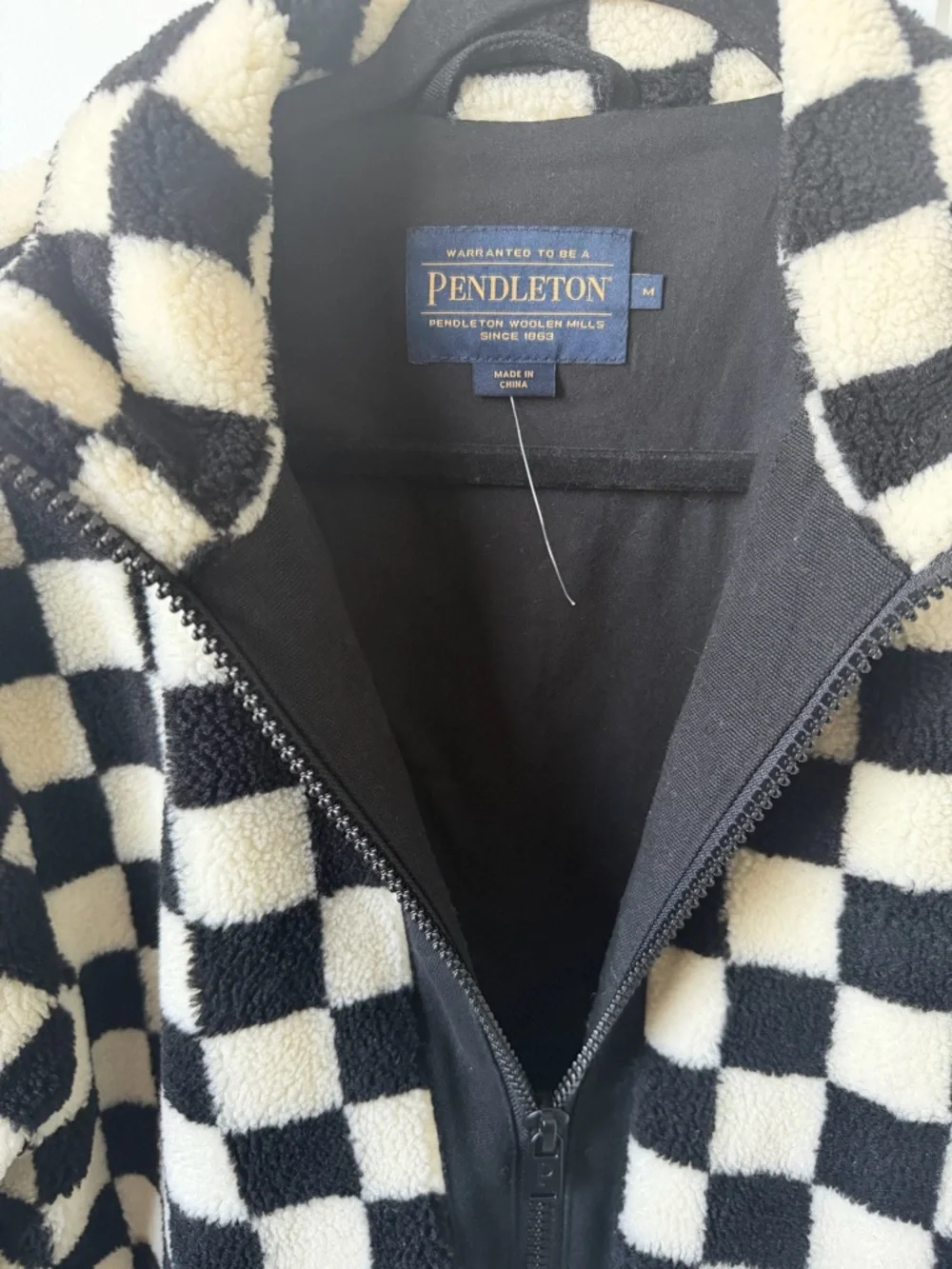 Pendleton Checkered Fleece Zip-Up Jacket - Black & White - Picture 2 of 5